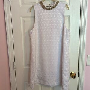 LILLY PULITZER Brandi Shift Dress in White Foil Printed Polka Dots Size 16 NWT